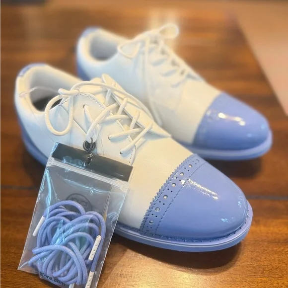 NEW⛳️G/FORE Women Quilted Cap Toe Gallivanter Golf Shoes Snow/Vista Blue size 5 - Picture 7 of 10